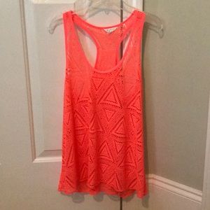Bright Coral/Pink Tank Top Geometric Design